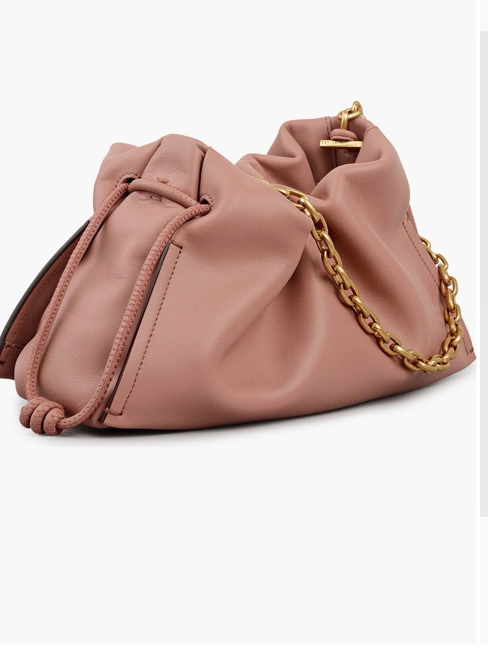 RADLEY LONDON Dusky Pink Drawstring Shoulder Bag with Gold Chain
